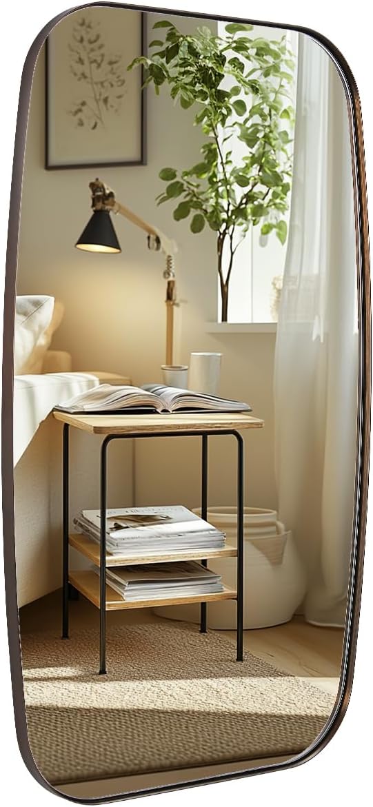 ANDY STAR Bronze Bathroom Mirror, 24x40 Inch Bronze Oval Mirror for Bathroom with Stainless Steel Metal Frame, Oblong Mirror for Bathroom, Living Room, Entryway-Ruum Studio Home