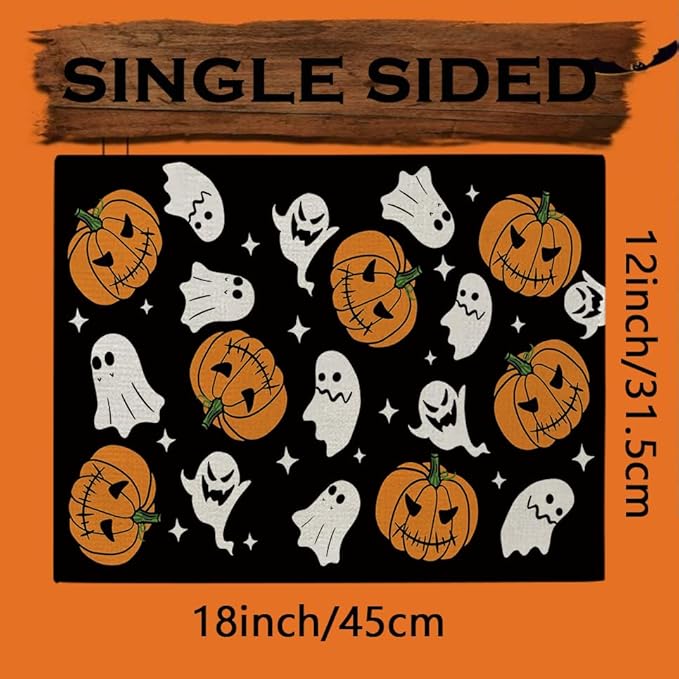 Halloween Placemats Pumpkins Ghost Set of 4 Table Mats Seasonal Home Party Kitchen Dining Table Decorations 12x18 Inch-Ruum Studio Home
