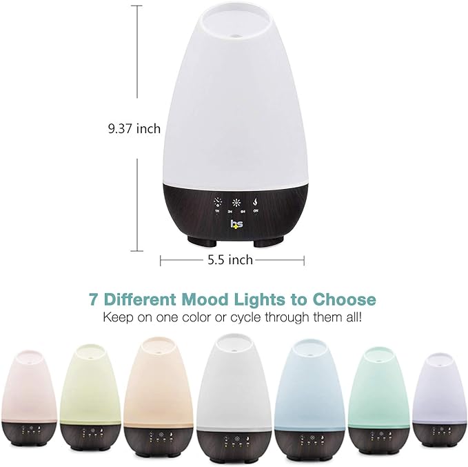HealthSmart 500ML Essential Oil Diffuser, Humidifier and Aromatherapy Diffuser Bundle with Crane Lavender Orange Universal Vapor Pads, 12 Count-Ruum Studio Home