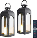 Bdor 2 Pack 16 Inches Metal and Tempered Glass Decorative Lantern with Electronic Wax Effect - Indoor/Outdoor Decorative Lighting, Handcrafted Aesthetic, Perfect for Home, Parties, and Holiday Decor-Ruum Studio Home