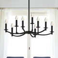 Round Black Chandeliers, Modern Candle Hanging Lights, LED Pendant Lighting Ceiling for Dining Room Bedroom Kitchen Island Farmhouse Living Room (Black-A 9Lights)-Ruum Studio Home