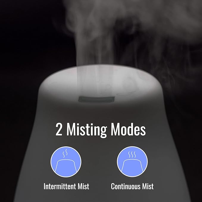 HealthSmart Essential Oil Diffuser, Cool Mist Humidifier and Aromatherapy Diffuser with 150ML Tank Ideal for Small Rooms, Adjustable Timer and Mist Mode, White-Ruum Studio Home
