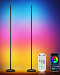 Corner Floor Lamp - 2 Pack LED Corner Lamp with App/Remote/Button Control, Smart LED Floor Lamp with Music Sync and 16 Million Colors, Color Changing Standing Lamp for Living Room, Bedroom-Ruum Studio Home
