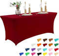 IVAPUPU 6FT Table Cloth for Rectangular Fitted Events Stretch Burgundy Table Covers Washable Cover Spandex Tablecloth Protector for Party, Wedding, Cocktail, Banquet, Festival-Ruum Studio Home