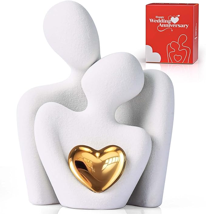 XMGZQ Mini Couple Statue Tv Stand Decor Items for Living Room Home Decor,Bedroom Decor for Couples Sculpture for Anniversary Wedding,Love Gifts for Couples 2025,Knick Knacks for Shelves-Ruum Studio Home