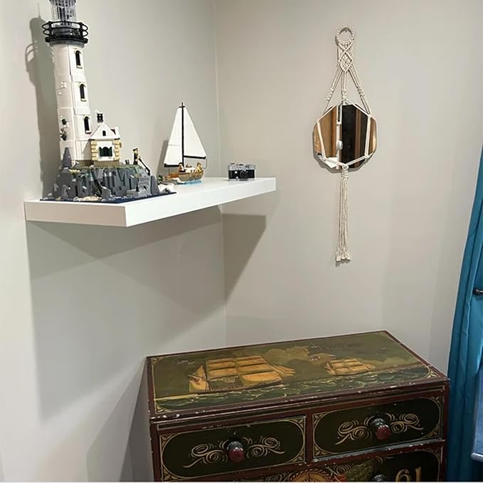 Floating Shelf, Set of 2 Wall Shelf, 24 in W x 12.75 in D x 2 in H Wooden Floating Wall Shelf with Invisible Brackets for Living Room/Bedroom/Bathroom/Kitchen Storage and Decor, White-Ruum Studio Home