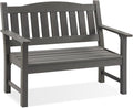 Psilvam 2-Person Outdoor Memorial Bench, All-Weather Poly Lumber Garden Bench, Rot-Resistant Outdoor Patio Bench for Park,Porch,and Church(Grey)-Ruum Studio Home