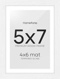 Homeforia White Picture Frames 5x7, High End Oak 5x7 Wooden Frame with Mat 4x6 Art, 5 x 7 White Wood Frames Matted to 4 x 6 inch Photo, 7by5 Wall or Tabletop Frame, Tempered Glass, Wall Kit, Set of 1-Ruum Studio Home