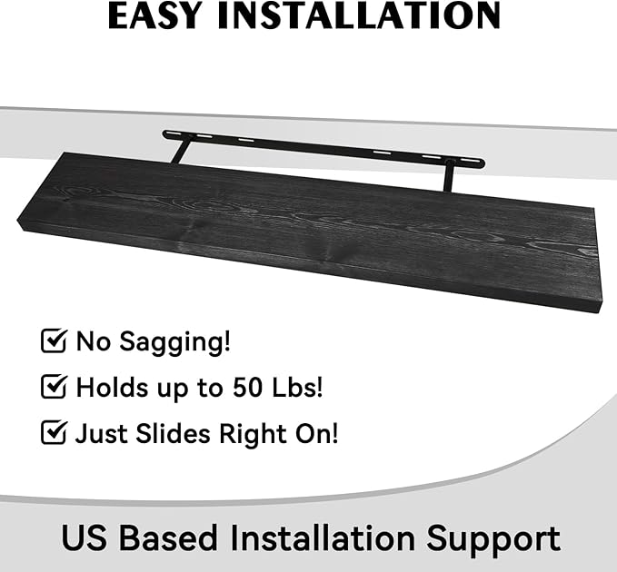 BGMG Wood Floating Shelves 36 inch Long,Wide Rustic Wooden Wall Shelves for Bathroom Living Room Bedroom Kitchen Farmhouse Set of 2-36x6.7x1.25 inch-Black-Ruum Studio Home