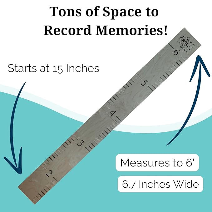 Wooden Growth Chart – Kids Height Chart, Wall Measurement for Kids, Height Chart for Wall, Growth Ruler for Children – “Love Grows Here” Gray (63" x 6.7")-Ruum Studio Home