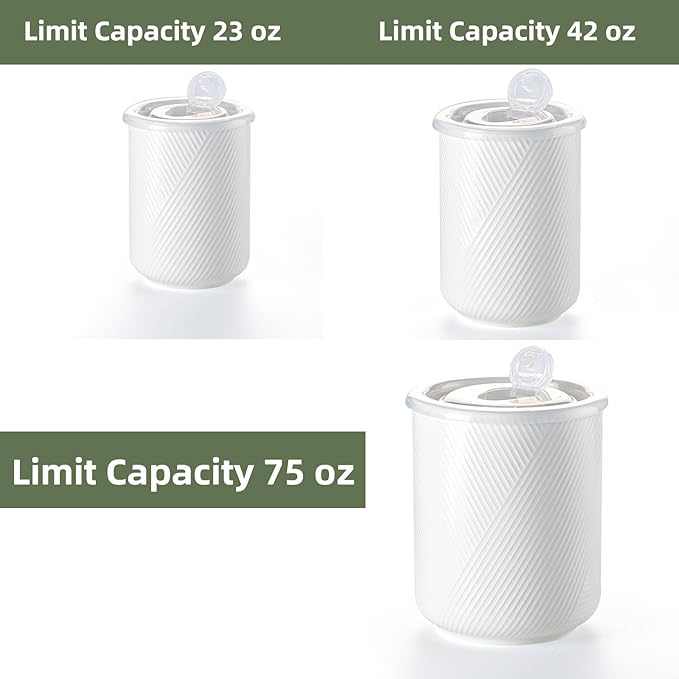 Food Storage Containers with Airtight Lids: Ceramic Canister Sets for Kitchen Countertop - Porcelain Jar for Coffee Tea Flour Sugar Rice Cookies Candy - White (23+42+75 oz)-Ruum Studio Home