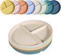 Divided Plates for Adults (8 Packs), Unbreakable Portion Control Plate Sectioned with Dividers, 9 Inch Plastic Food Separator Dinner Plates Lightweight Compartment BPA Free Reusable Microwave Safe-Ruum Studio Home