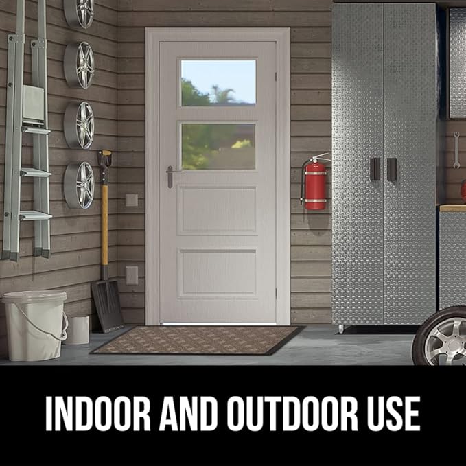 GORILLA GRIP 100% Waterproof All-Season WeatherMax Doormat 35x23, US Designed Natural Rubber, Stain and Fade Resistant, Low Profile Indoor Outdoor Door Mats, Easy Clean Patio Mat, Taupe Basket Weave-Ruum Studio Home