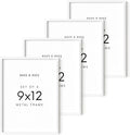 HAUS AND HUES 9x12 White Metal Picture Frames - Features Premium Aluminum, Vertical & Horizontal Hang, Shatterproof Plexiglass - Perfect for Home, Room, Office (9x12 in, White, Set of 4)-Ruum Studio Home