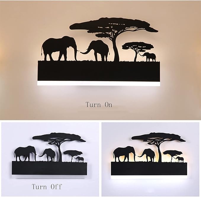 LED Wall Sconce Lamp Indoor Wall Mounted Light Up and Down Rustic Wall Light Animal Wall Lamp for Farmhouse Living Room Bedroom Cabinet Porch, 12W (Elephant)-Ruum Studio Home