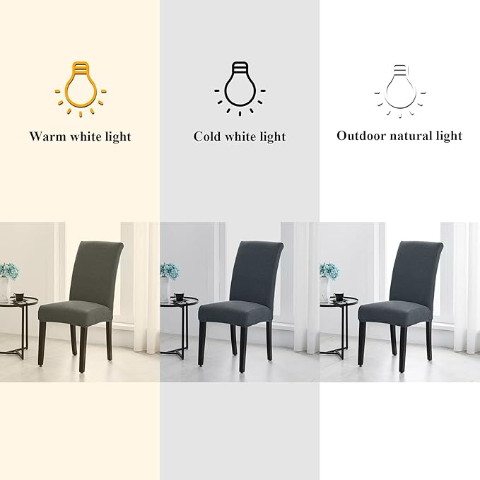 Joccun Chair Covers for Dining Room Set of 6, Dining Chair Slipcovers Stretch Dining Room Chair Covers Seat Protector,Washable Parsons Chair Cover for Home,Hotel,Banquet(Gray,6 Pack)