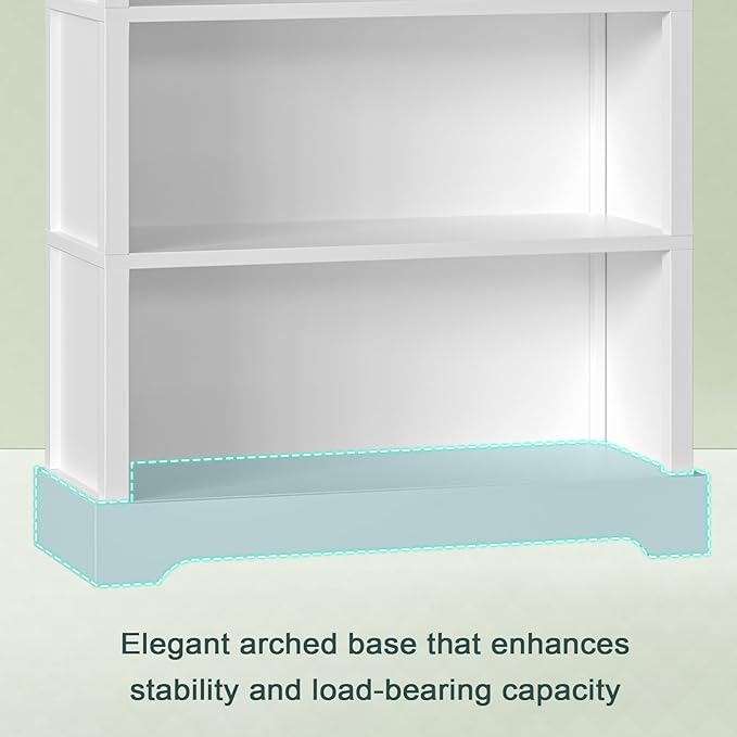 TVU 5-Shelf Wood Bookcase, 65 Inch Tall Bookshelf with Storage, Floor Standing Display Book Shelf，for Living Room Bedroom Study Office, White-Ruum Studio Home