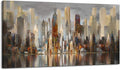 Wall Decorations Framed Large Cityscape New York Wall Decor Canvas Prints Abstract Brown City Theme Paintings Modern Canvas Wall Art for Living Room Bedroom Big Size 29x58-Ruum Studio Home