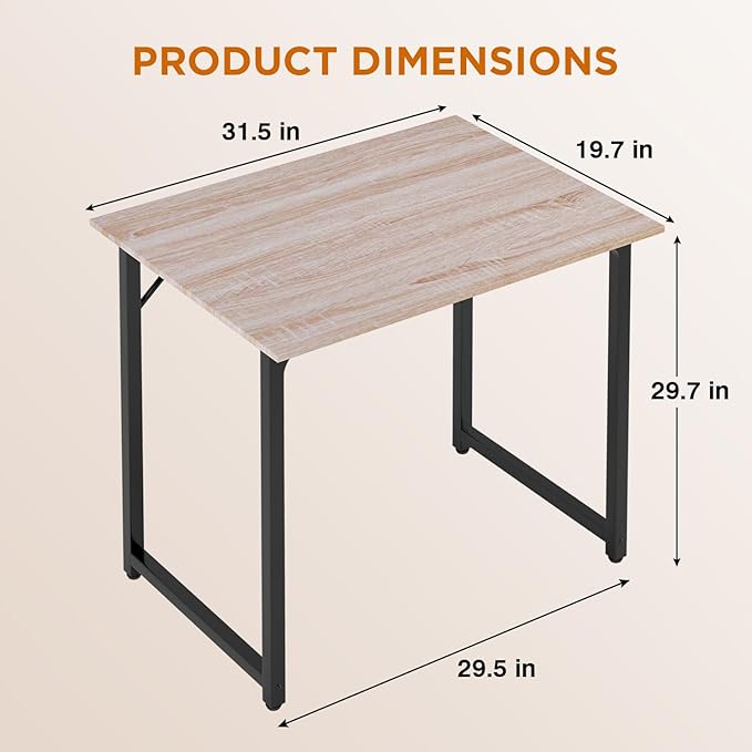 PayLessHere | 32 Inch Computer Desk | Nature | Office Desk with Metal Frame, Adjustable Feet | Water-Resistant, Scratchproof Surface | Sturdy Writing Table for Home Office or Study | Pack of 1-Ruum Studio Home
