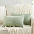 Fancy Homi 2 Packs Sage Green Long Lumbar Decorative Throw Pillow Covers 12x24 Inch for Couch Bed Sofa, Rustic Farmhouse Boho Home Decor, Soft Striped Corduroy Rectangle Accent Cushion Case 30x60 cm-Ruum Studio Home