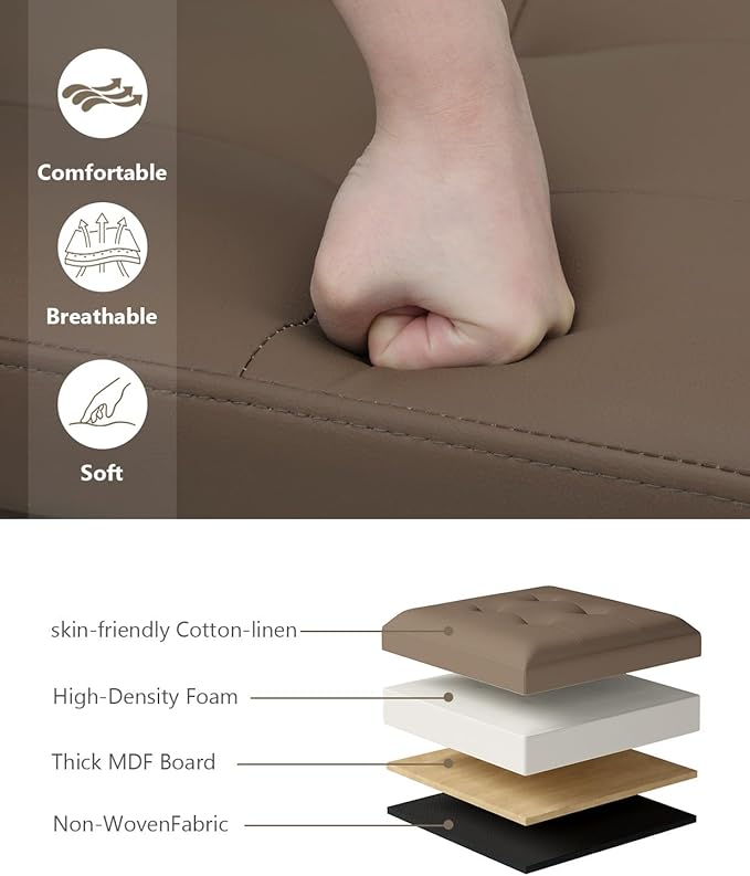Storage Ottoman Bench, Folding Ottoman Foot Rest, End of Bed Bench,Storage Chest, for Living Room, Bedroom, Hallway, Entryway, Holds up to 700 lb (BROWN1, 43")-Ruum Studio Home