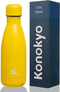 Insulated Water Bottles,12 oz Double Wall Stainless Steel Vacumm Metal Flask for Sports Travel,Yellow-Ruum Studio Home