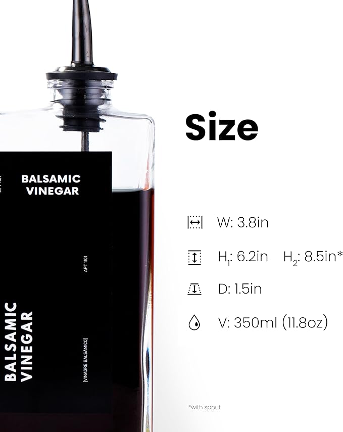 Olive Oil Dispenser for Kitchen, Cooking Oil Dispenser, Oil and Vinegar Dispenser Set, Olive Oil Bottle, Soy sauce dispenser, coffee syrup bottles - 4 pcs, Black-Ruum Studio Home