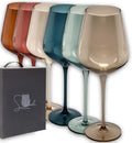 Saludi Colored Wine Glasses, 16.5oz (Set of 6) Stemmed Multi-Color Glass - Great for all Wine Types and Occasions - Luxury, Durable, Hand-Blown-Ruum Studio Home