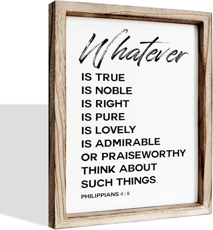 Christian Wooden Framed Signs, Rustic Home Decor, Family Signs, Living Room Decor, Philippians 4:8 Sign, Framed Wall Plaque Sign 15 * 11.5 inches, Finally Brothers and Sisters-Ruum Studio Home