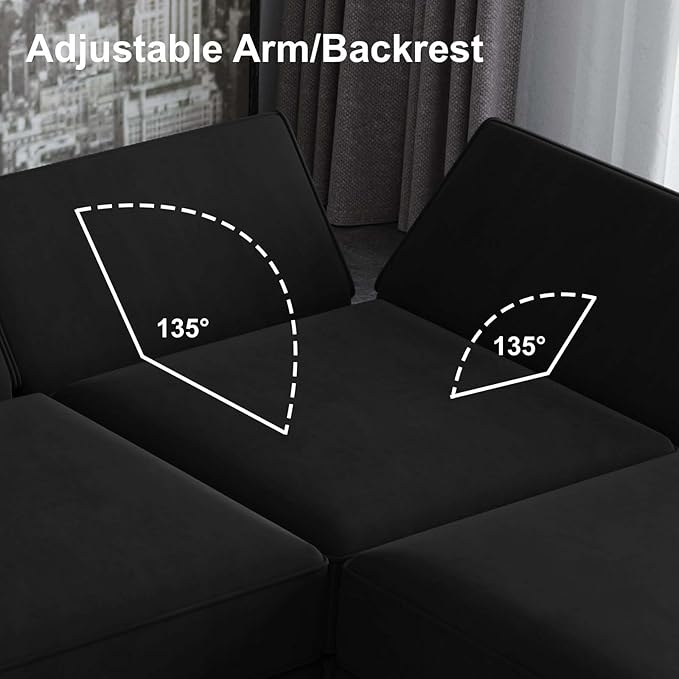 Belffin Modular Sectional Arm Accent Chair with Storage Seat Velvet Armchair Single Sofa Club Chair Black-Ruum Studio Home