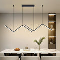 LED Modern Linear Pendant Lights, Dimmable LED Hanging Chandelier Fit Dining Room Kitchen Island, 3000K-6000K with Remote Contro Bright Light Fixture (Black, 47.2IN)-Ruum Studio Home
