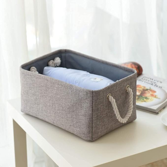 Storage Basket Fabric Sturdy Canvas Storage Bins Organizer with Handles for Clothes and Storage Foldable Storage Boxes Cubes-Ruum Studio Home