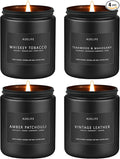 Scented Candles Set | Gifts for Men - 4Pack Masculine Candle, Soy Candles for Home Scented, Aromatherapy Gift for Dad Fathers Day, Home Fragrance of Whiskey Tobacco/Mahogany/Amber Patchouli/Leather-Ruum Studio Home