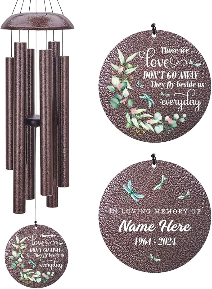 Sympathy Wind Chimes, Personalized Wind Chime for Loss of Loved Ones, Memorial Gifts Wind Chimes, Metal Sympathy Bereavement Condolences Gifts for Funeral (36inch)-Ruum Studio Home