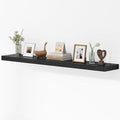 55 Inches Floating Shelves for Wall, 9.3" Deep Long Floating Shelves Set of 1, Large Display & Storage Shelf, Wall Shelf for Bathroom Bedroom Living Room Kitchen Office, Black-Ruum Studio Home