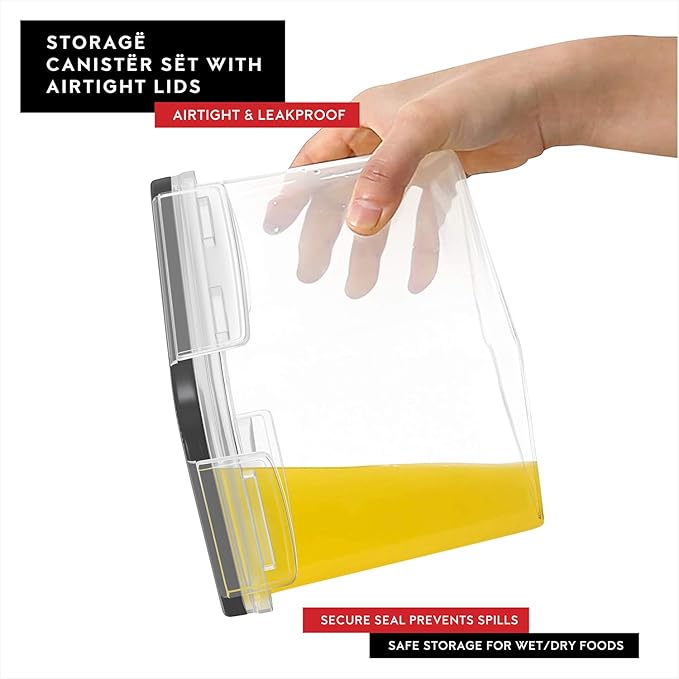 DWËLLZA KITCHEN Flour Sugar Storage Containers Set of 4; 3.6l Plastic Airtight Food Storage Containers with Lids for Kitchen Pantry Organization and Storage - Dry Food Containers, Labels & Marker-Ruum Studio Home