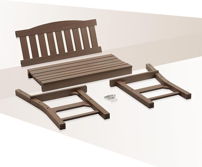 Psilvam 2-Person Outdoor Memorial Bench, All-Weather Poly Lumber Garden Bench, Rot-Resistant Outdoor Patio Bench for Park,Porch,and Church(Brown)-Ruum Studio Home