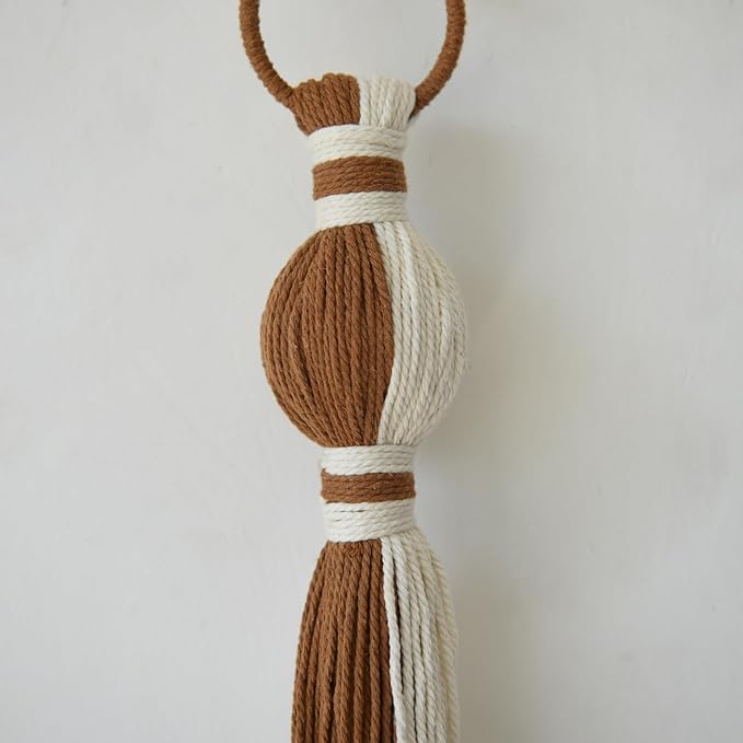 2Pcs Macrame Wall Hanging Boho Home Decor Fiber Art with Sphere Knots Tassels Handmade Yarn Art for Bedroom Living Room Office Entryway-Ruum Studio Home