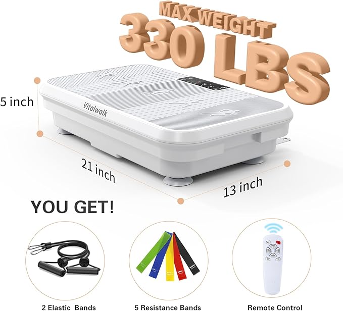 3D Vibration Plate Exercise Machine for Lymphatic Drainage, Whole Body Vibration Plate for Weight Loss, 330lbs Capacity Vibrating Platform Board Home Gym Quiet, 5 Yoga Belts & 2 Resistance Bands-Ruum Studio Home