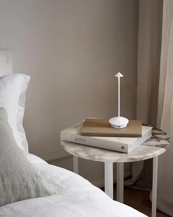 Modern Cordless Table Lamp Set of 2, Portable LED Desk Lamps, 5000mAh Rechargeable Battery Operated Lighting for Bedroom Dining Room Restaurant Coffee Shop Camping Night Light (White)-Ruum Studio Home