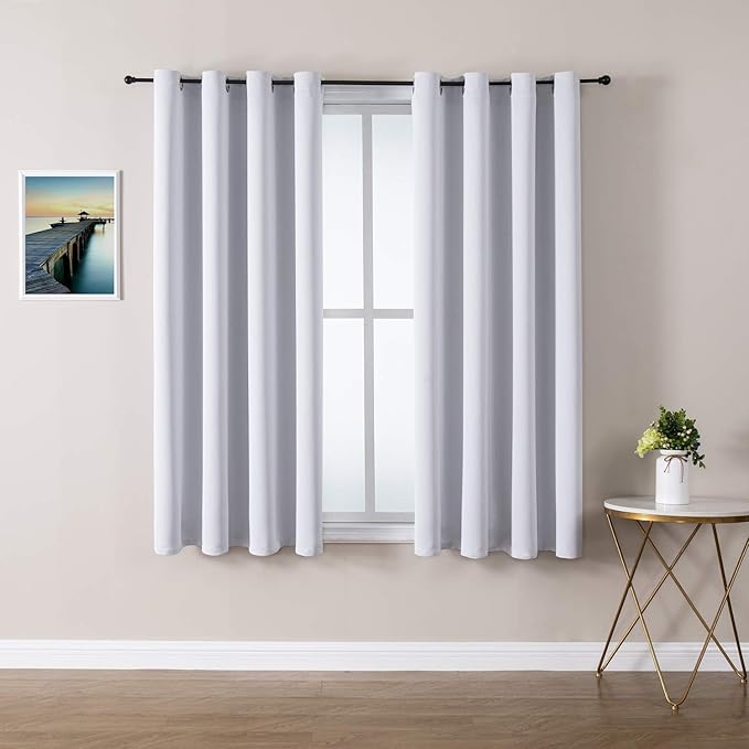 ChrisDowa Grommet Room Darkening Curtains for Bedroom and Living Room - 2 Panels Set Thermal Insulated Blackout Curtains (Greyish White, 52W x 63L-Ruum Studio Home