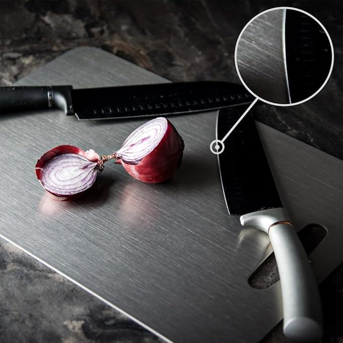 Titanium Cutting Board,100% Pure Titanium Cutting Boards for Kitchen, 2025 Double Sided Food-Grade Chopping Board for Cutting Meat Vegetable Fruit (18"L x 12"W)