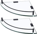 KES Bathroom Glass Corner Shelf Tempered Glass Shelf with Rail Wall Mount Corner Shelf SUS 304 Stainless Steel Matte Black 2 Pack, BGS2101A-BK-P2-Ruum Studio Home