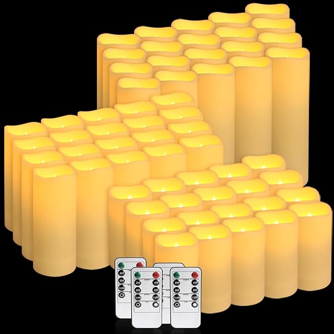 48-Pack LED Flameless Candles with Remote Control - Perfect for Home, Parties, and Special Occasions - Create a Magical Ambiance Effortlessly(Three Sizes)-Ruum Studio Home