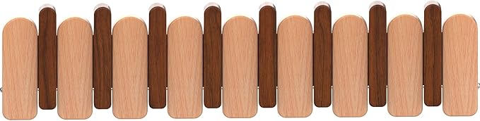 Wall Mounted Piano Key Hanger | Flip Style Hook | Entrance Wall Art Hook, Made of Oak Wood (3 Times Painted, 4 Times Polished) (Arc Walnut-Beech, 8Hooks)-Ruum Studio Home