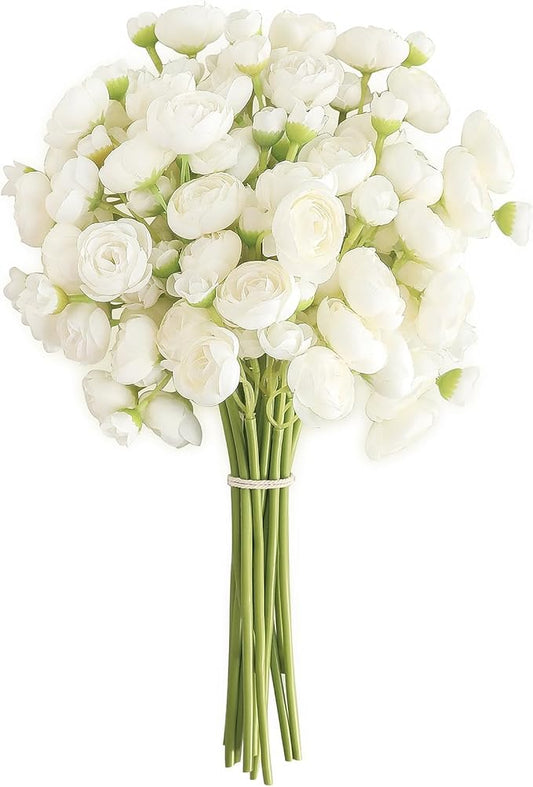 Floroom Ranunculus Artificial Flowers 18 Pcs Ivory Faux Silk Mini Ranunculus Bulk Fake Wedding Filler Flowers for DIY Bouquets, Centerpieces, Bridal Shower Decorations & Arrangements-Ruum Studio Home