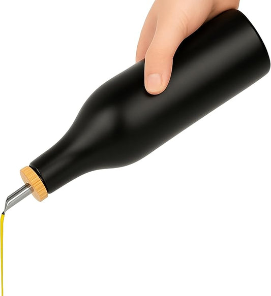 Black Ceramic Olive Oil Dispenser Bottle 16 Oz Container for EVOO or Vinegar, Kitchen Counter Design-Ruum Studio Home
