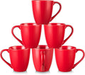 vicrays Coffee Mug Set, 12 Ounce, Ceramic Mug for Men, Women, Unique Glazed Mugs with Handle for Coffee, Tea, Milk, Cocoa, Cereal - Set of 6 Red-Ruum Studio Home