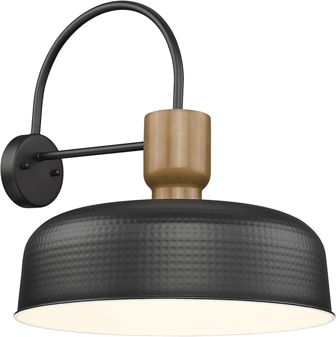 Outdoor Barn Light Gooseneck Barn Light, Farmhouse Exterior Wall Mount Light Vintage Wall Lighting Fixture Industrial Sconce Lantern for Porch, Entryway, Garage, Black, 1 Pack, Large-Ruum Studio Home