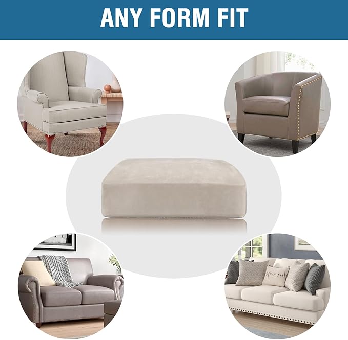 H.VERSAILTEX Velvet Stretch Couch Cushion Cover Plush Cushion Slipcover for Chair Loveseat Sofa Cushion Furniture Protector Seat Cushion Sofa Cover (2 Piece Medium Sofa Cushion Covers, French Oak)-Ruum Studio Home